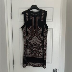 BCBGMaxAzria Black and Brown Geometric Mini Dress